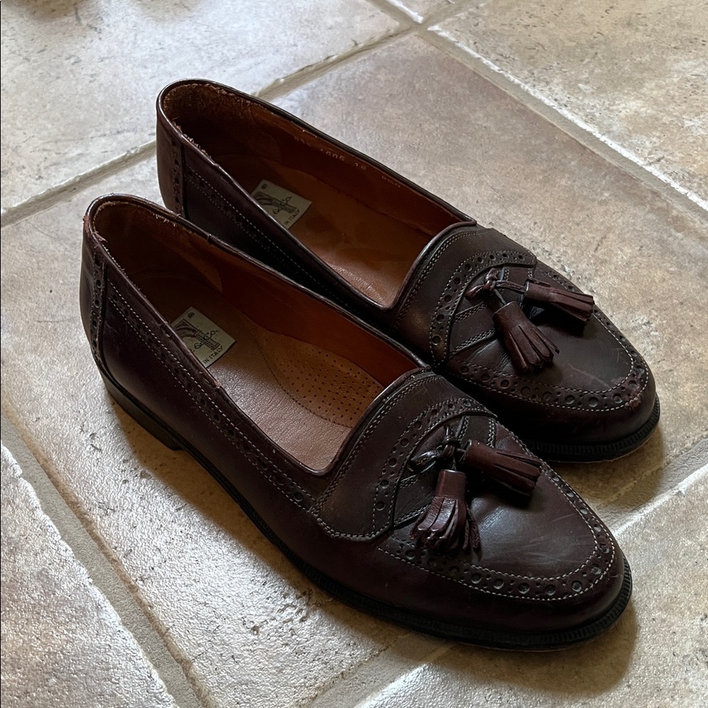 True Italian Leather Burgundy Leather Tassel Loafers